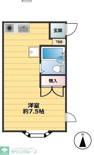 京王相模原線 南大沢駅 徒歩15分 2階建 築35年(ワンルーム/1階)の間取り写真