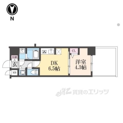CRESTTAPP京都太秦天神川DEX1(1DK/1階)の間取り写真