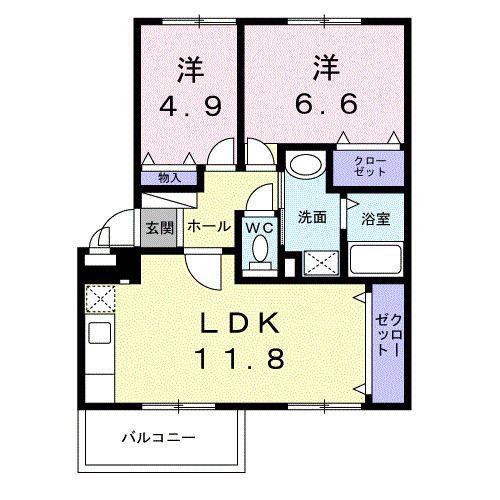 ライブタウン多加木(2LDK/3階)の間取り写真
