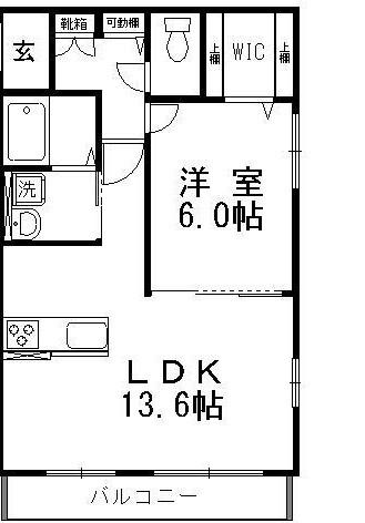 MASHIE II(1LDK/2階)の間取り写真