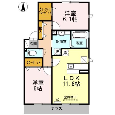 シュトラール喜連(2LDK/1階)の間取り写真
