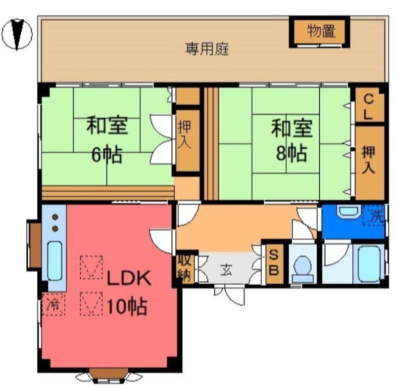 ベルメゾン(2LDK/1階)の間取り写真