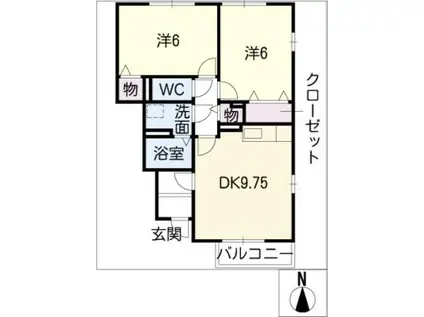 フォレストヴィレッジ(2DK/1階)の間取り写真