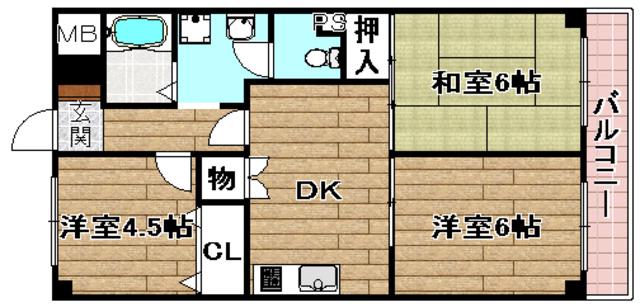 大川マンション(3DK/3階)の間取り写真