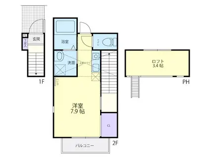 HARVEST PALACE III(1K/2階)の間取り写真