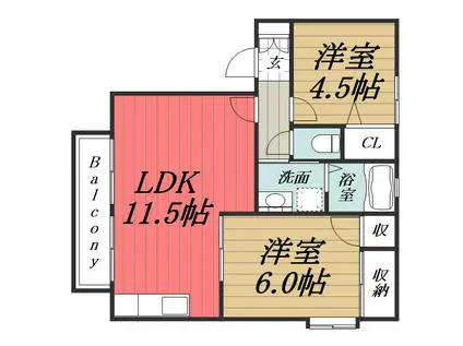 フォール・ガーデンII(2LDK/2階)の間取り写真
