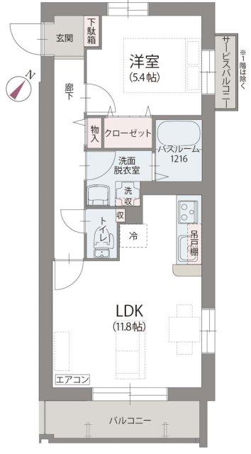 フローラ暁(1LDK/3階)の間取り写真