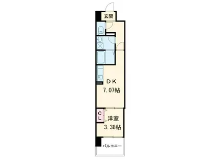 ALIVIS新町(1DK/9階)の間取り写真