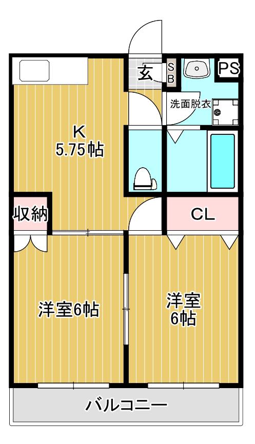 メゾンドオリザ(2K/2階)の間取り写真