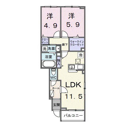 ベル ソーレ メゾン(2LDK/1階)の間取り写真