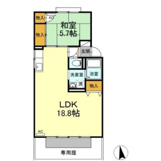 ル・プレジールK(1LDK/1階)の間取り写真