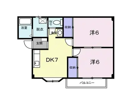 レジデンスK(2DK/2階)の間取り写真