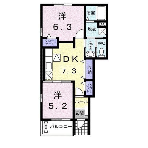 カルム・シャンブールIII(2DK/1階)の間取り写真