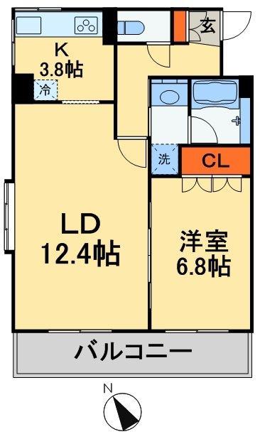 エリューディ船橋本町(1LDK/3階)の間取り写真