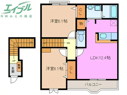 カーサ フィオーレ(2LDK/2階)の間取り写真