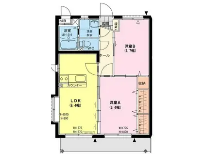 ボナール出北(2LDK/1階)の間取り写真