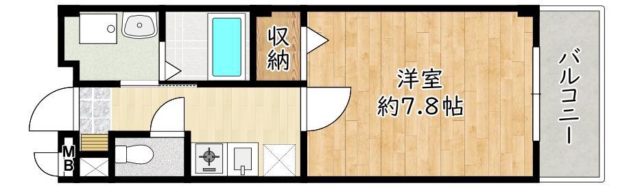 ヴィンテージ高智穂(1K/3階)の間取り写真