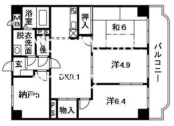 グランドゥール安藤(3SDK/4階)の間取り写真