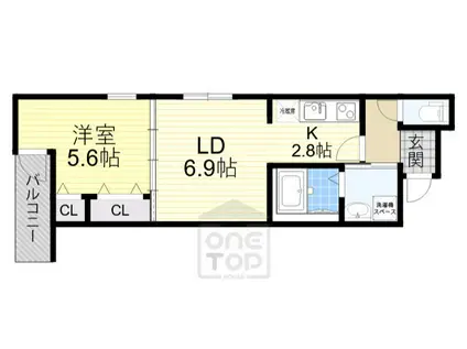 フジパレス服部西町2番館(1LDK/3階)の間取り写真
