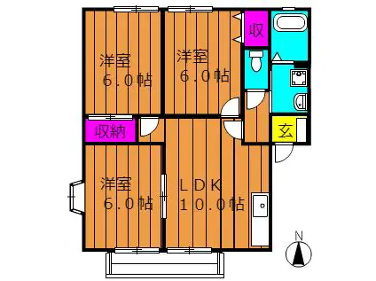ハイグランスA棟(3LDK/1階)の間取り写真