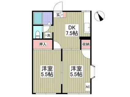 メゾン寿B(2DK/1階)の間取り写真