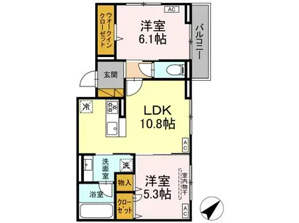 DーLOTUS(2LDK/2階)の間取り写真