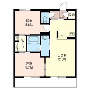 フルール(2LDK/1階)の間取り写真