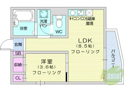 グローリィハイツNO.5(1LDK/5階)の間取り写真