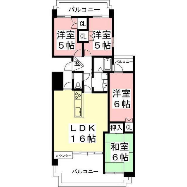 ナビシティ新岐阜(4LDK/2階)の間取り写真