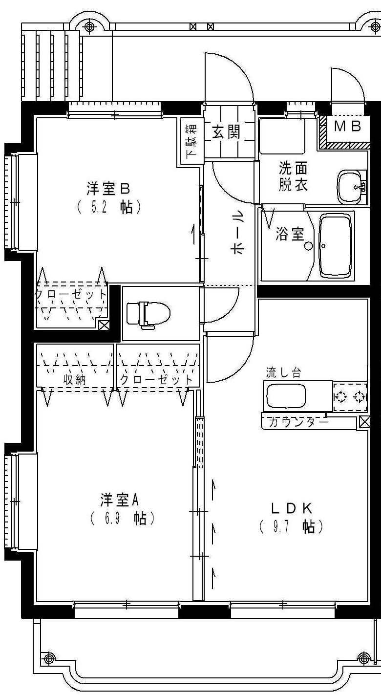 アンシャンテII(2LDK/2階)の間取り写真