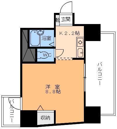 グランアルブル山越II(ワンルーム/2階)の間取り写真