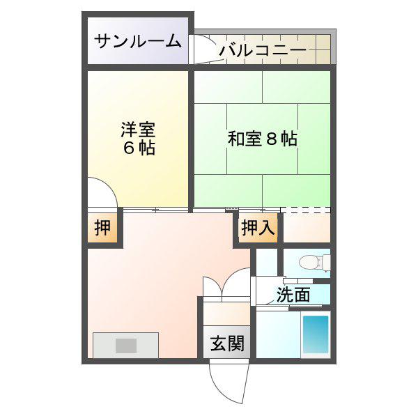 サクセス加賀(2LDK/5階)の間取り写真