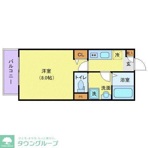ジーメゾン鎌ケ谷東道野辺アマーレ(1K/1階)の間取り写真