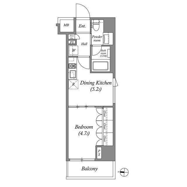 CORVAL住吉(1DK/3階)の間取り写真