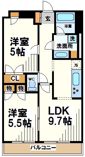 コンフォラス京王多摩川(2LDK/6階)の間取り写真
