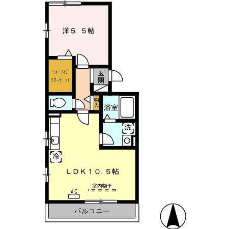 エスポアール(1LDK/3階)の間取り写真