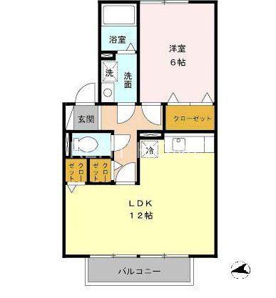 ソフィアドミール(2DK/2階)の間取り写真