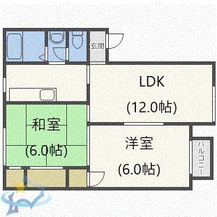 グレースハイツ(2LDK/2階)の間取り写真