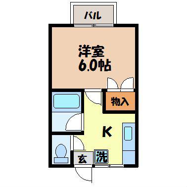 サニーヒル本河内(1K/1階)の間取り写真
