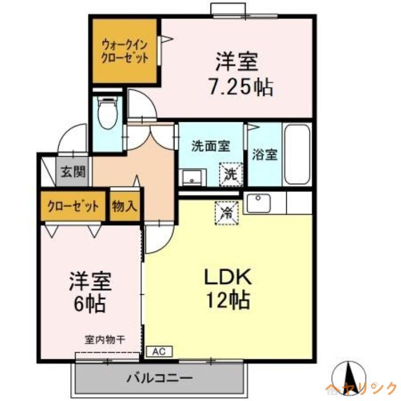 CASA RIVIERE(2LDK/2階)の間取り写真
