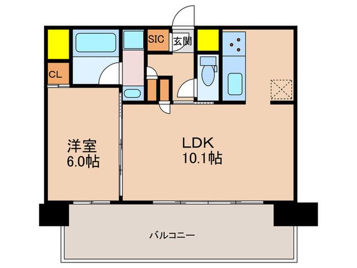 ジオエント梅田北リバーフロント(1LDK/14階)の間取り写真
