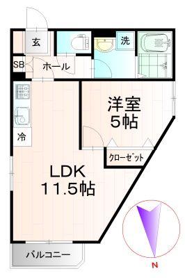 アンリシェール綱島(1LDK/3階)の間取り写真