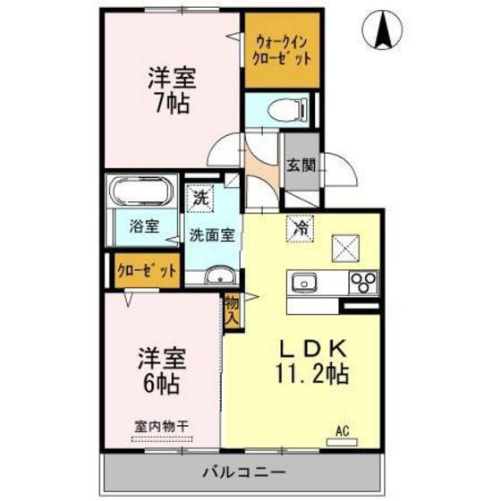 メルベーユ中筋(2LDK/1階)の間取り写真