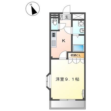 アペックス(1K/2階)の間取り写真