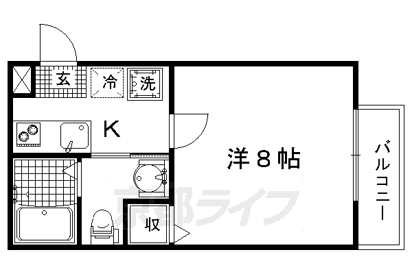 フラッティ吉野町A(1K/3階)の間取り写真