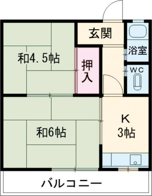 コーポ暁(2K/2階)の間取り写真