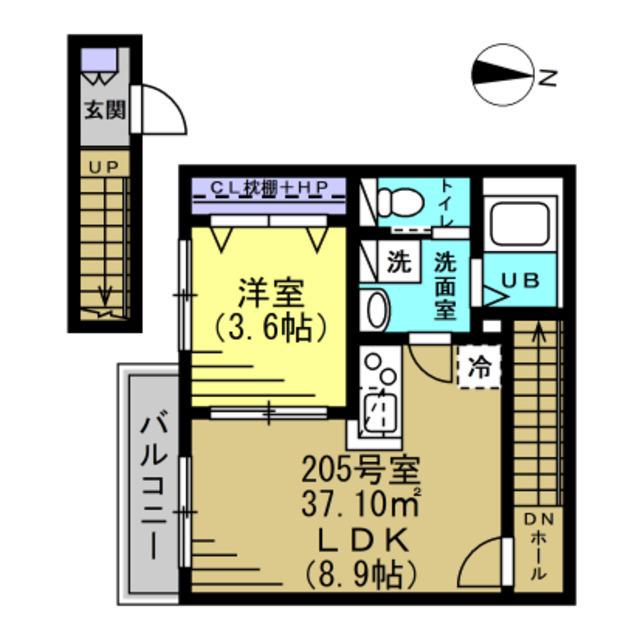 グリシーナ豊四季(1LDK/2階)の間取り写真