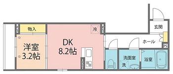 GRACE毛矢(1DK/2階)の間取り写真