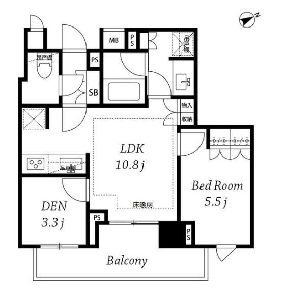 N ザ・パークハウス目黒本町(1SLDK/6階)の間取り写真