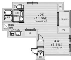 パラッツォ新町(1LDK/5階)の間取り写真